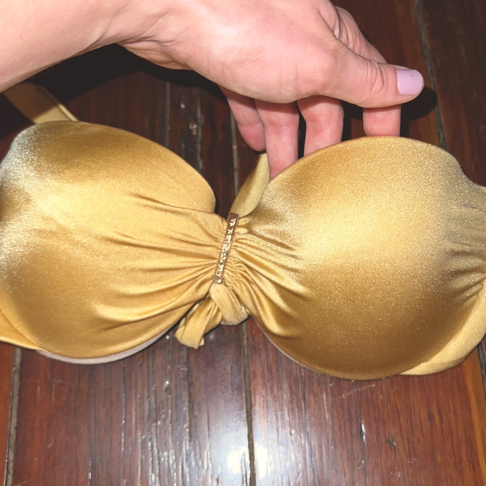 Victoria’s Secret NWOT Strapless gold bikini top